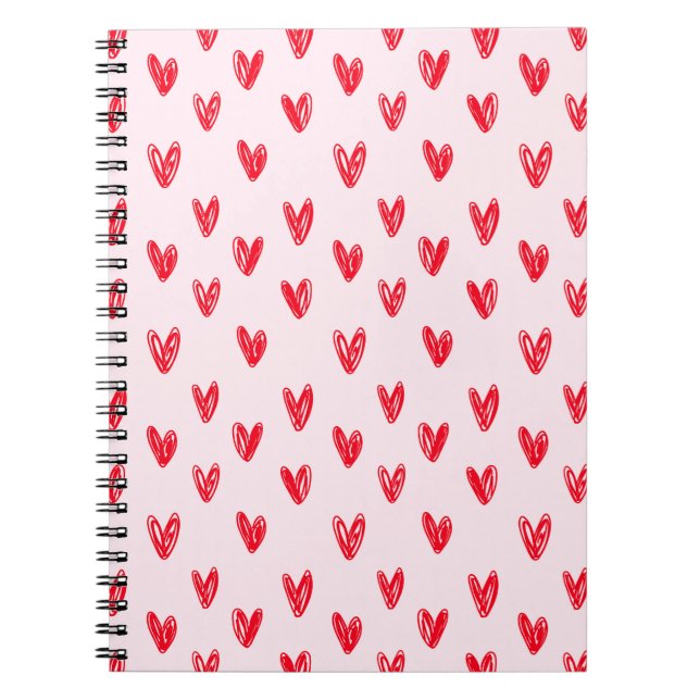 Roter Herz Muster Notizbuch Notizblock (Vorderseite)