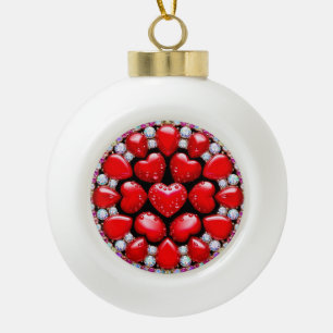 Roter Herz-Schmuckkreis Keramik Kugel-Ornament
