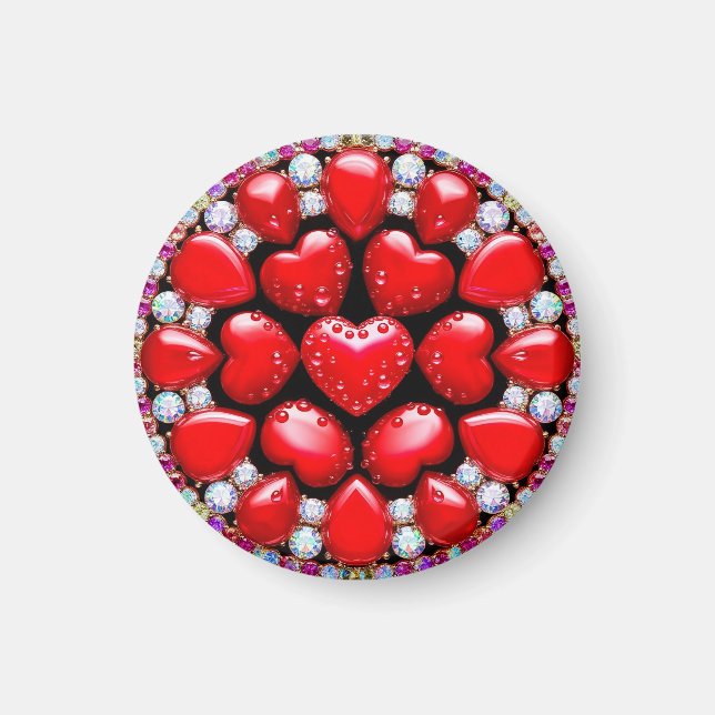 Roter Herz-Schmuckkreis Magnet (Vorne)