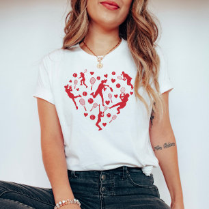 Roter Herz-Tennisliebhaber T-Shirt