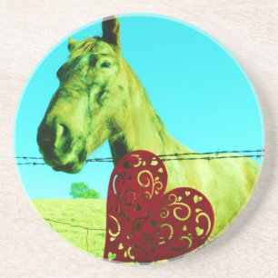 Roter Herz und Pferd Untersetzer