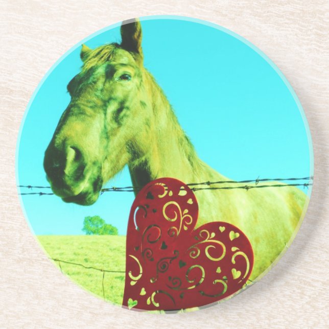 Roter Herz und Pferd Untersetzer (Vorne)