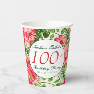 Roter Hibiskus 100. Geburtstagsparty Paper Cup Pappbecher
