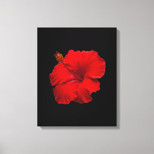 Roter Hibiskus auf Schwarzem - kundengebundene Leinwanddruck