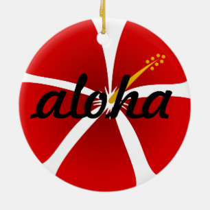 Roter Hibiskus Blume Aloha Weihnachtsschmuck