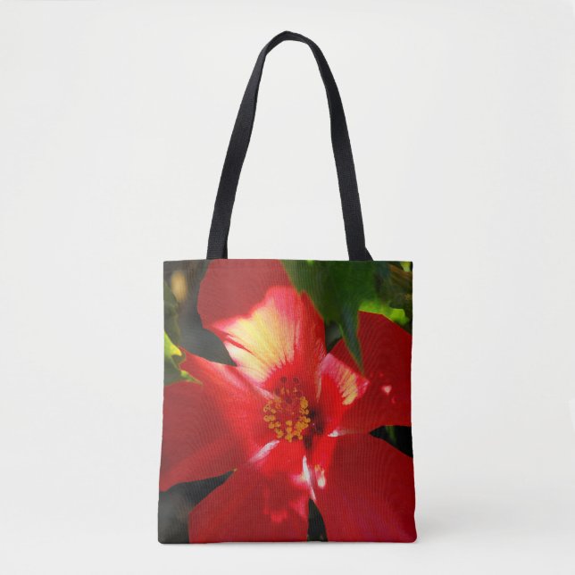 Roter Hibiskus Blume bei Sonnenlicht Tasche (Vorderseite)