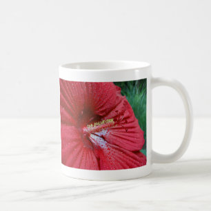 Roter Hibiskus Blume mit Raindrops-Foto Kaffeetasse