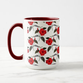 Roter Hibiskus Blume Nahtloser Hintergrund Tasse