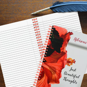 Roter Hibiskus Blume Nur schöne Gedanken Notizbuch