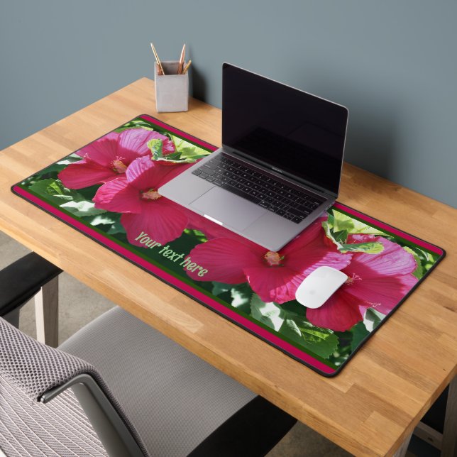 Roter Hibiskus Blume Paare Nah Personalisiert Schreibtischunterlage (Büro 2)