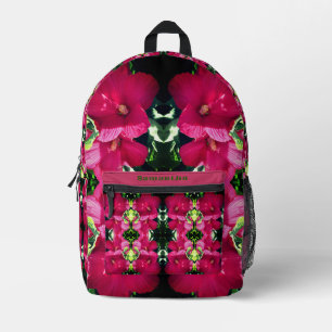 Roter Hibiskus Blume Pair Abstrakt Personalisiert Bedruckter Rucksack