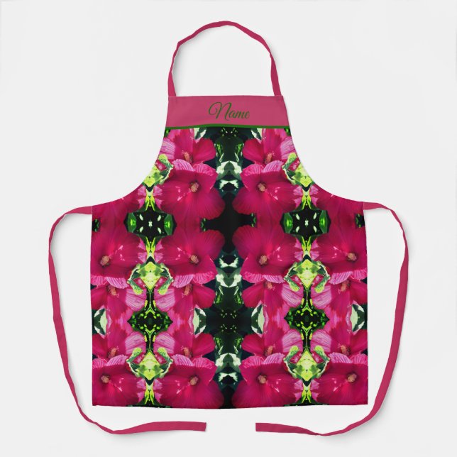 Roter Hibiskus Blume Pair Abstrakt Personalisiert Schürze (Vorderseite)