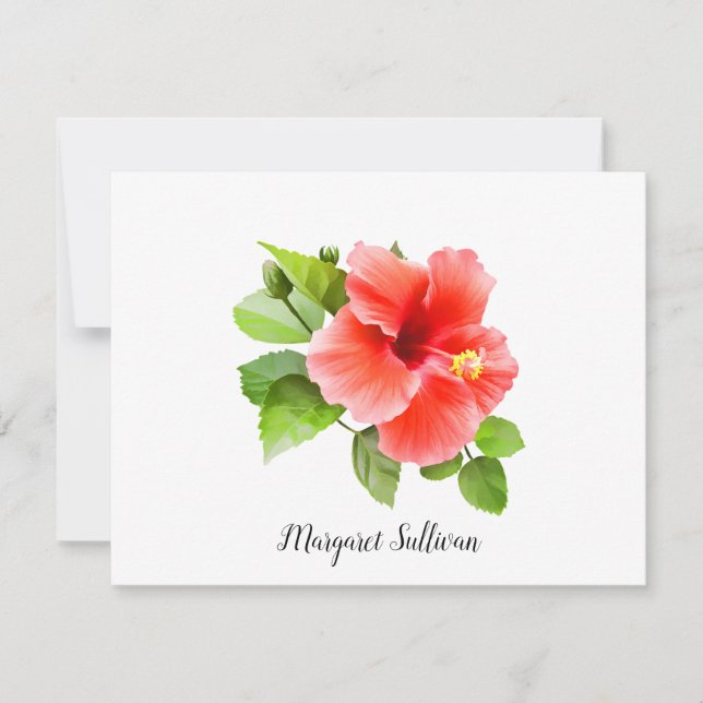 Roter Hibiskus Blume Personalisierte Mitteilungska Mitteilungskarte (Vorderseite)
