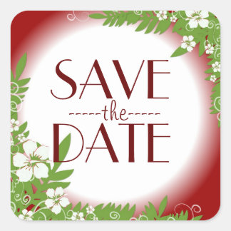 Roter Hibiskus Blume Save the Date Aufkleber