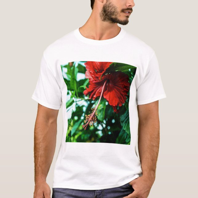 Roter Hibiskus Blume T-Shirt (Vorderseite)