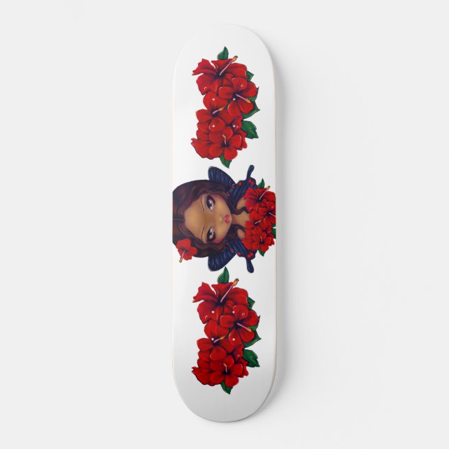 Roter Hibiskus-FeeSkateboard Skateboard (Vorderseite)
