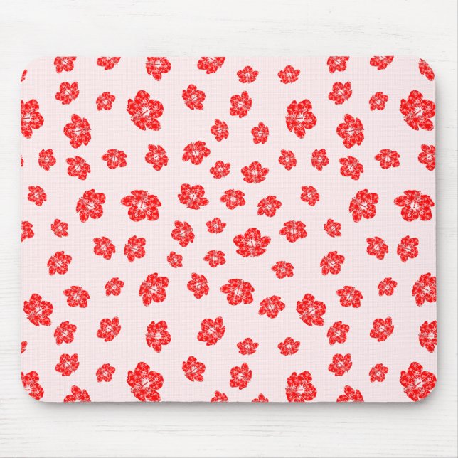 Roter Hibiskus Floral Mousepad (Vorne)