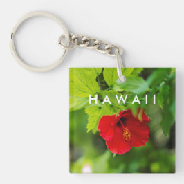 Roter Hibiskus Hawaii Tropische Blume Schlüsselanhänger