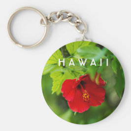 Roter Hibiskus Hawaii Tropische Blume Schlüsselanhänger
