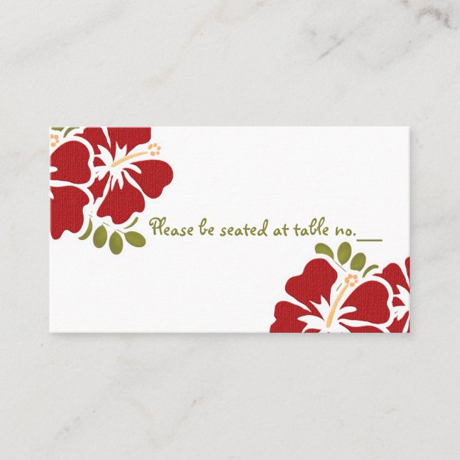 Roter Hibiskus Hochzeitstische Platzkarten (Vorderseite)