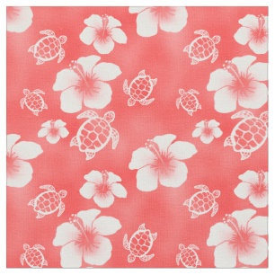 Roter Hibiskus Honu Hawaiianer Stoff