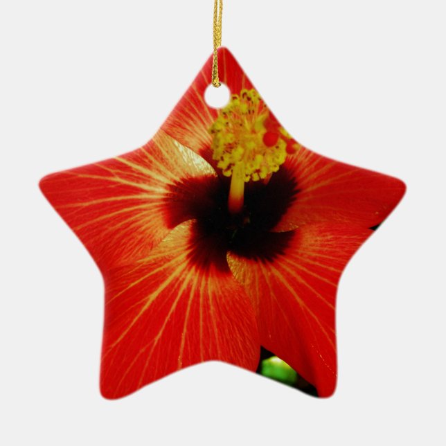 Roter Hibiskus Keramik Ornament (Vorne)