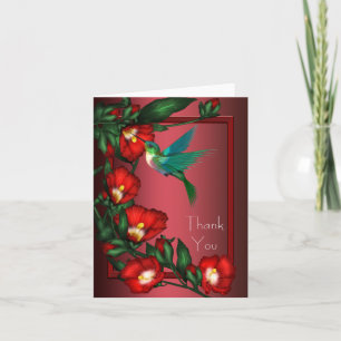 Roter Hibiskus-Kolibri danken Ihnen Karten