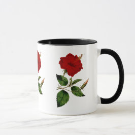 Roter Hibiskus mit der schwarzen Wecker-Tasse Tasse