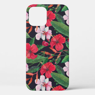 Roter Hibiskus, Orchideen, tropische Wasserfarbe. Case-Mate iPhone Hülle