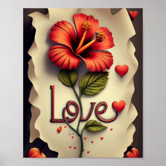 Roter Hibiskus Poster (Vorne)