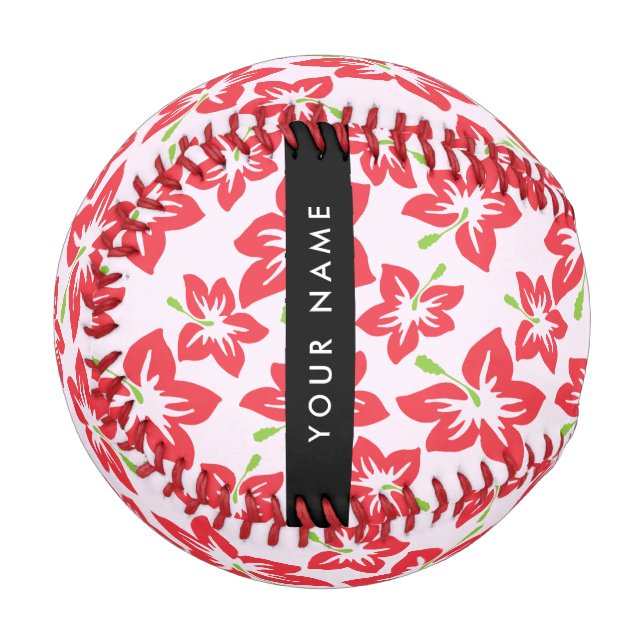 Roter Hibiskus, Rote Blume, Ihr Name Baseball (Vorderseite Links)
