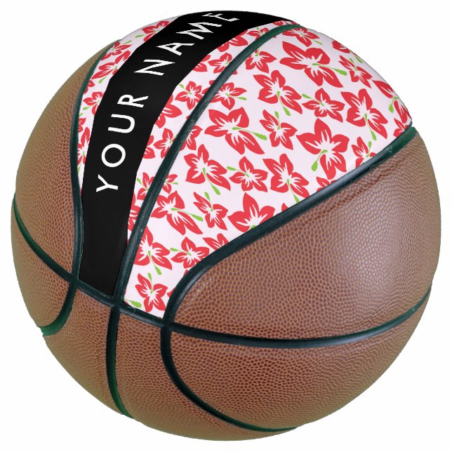 Roter Hibiskus, Rote Blume, Ihr Name Basketball (angewinkelt)