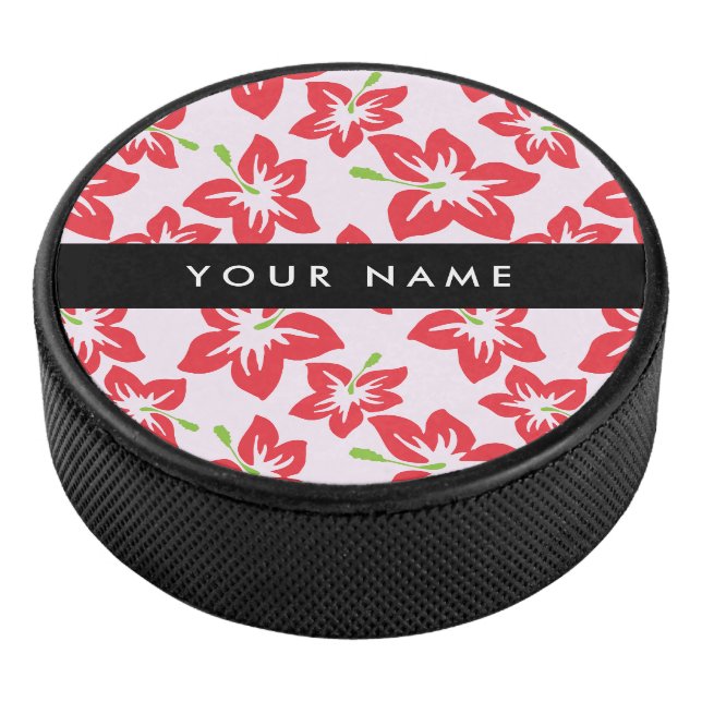 Roter Hibiskus, Rote Blume, Ihr Name Eishockey Puck (3/4)