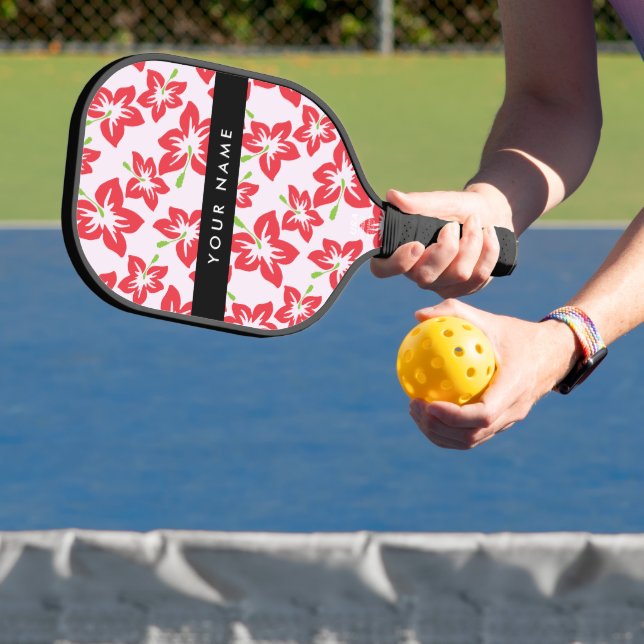 Roter Hibiskus, Rote Blume, Ihr Name Pickleball Schläger (InSitu)