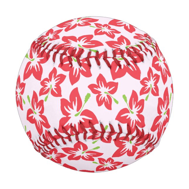 Roter Hibiskus, rote Blume, Muster von Blume Baseball (Rückseite)