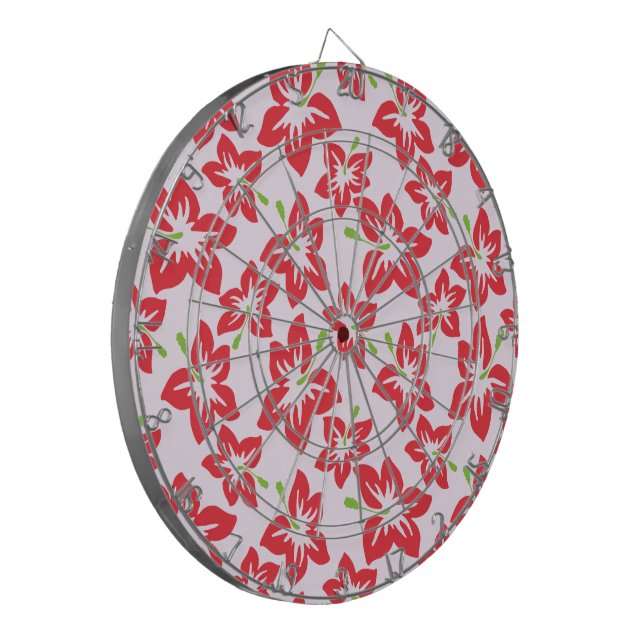 Roter Hibiskus, rote Blume, Muster von Blume Dartscheibe (Vorderseite Links)