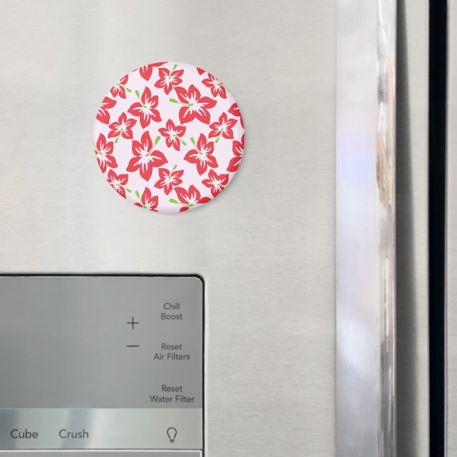 Roter Hibiskus, rote Blume, Muster von Blume Magnet (In Situ (Kühlschrank))