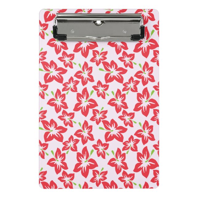 Roter Hibiskus, rote Blume, Muster von Blume Mini Klemmbrett (Vorderseite)