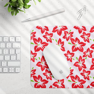 Roter Hibiskus, rote Blume, Muster von Blume Mousepad