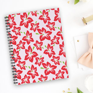 Roter Hibiskus, rote Blume, Muster von Blume Notizblock