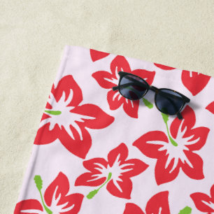 Roter Hibiskus, rote Blume, Muster von Blume Strandtuch