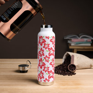 Roter Hibiskus, rote Blume, Muster von Blume Trinkflasche