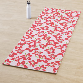 Roter Hibiskus, rote Blume, Muster von Blume Yogamatte