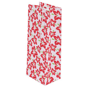 Roter Hibiskus, rote Blumen, Blumenmuster Geschenktüte Für Weinflaschen