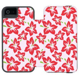 Roter Hibiskus, rote Blumen, Blumenmuster Incipio Watson™ iPhone 5 Geldbörsen Hülle
