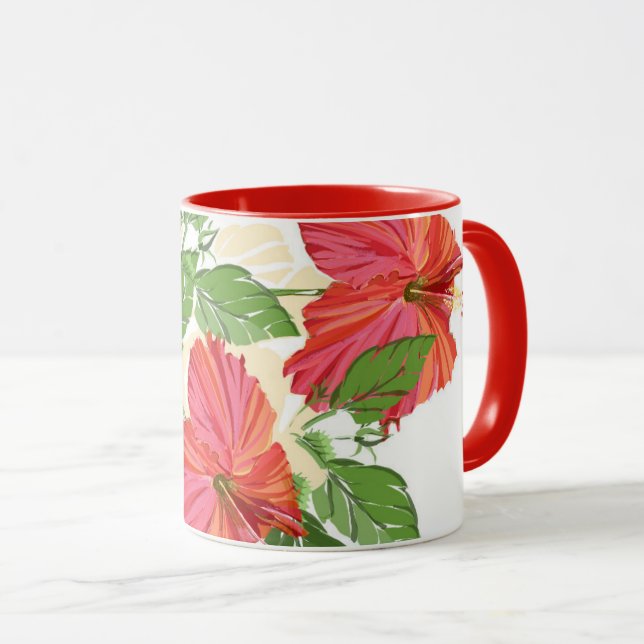 Roter Hibiskus Tasse (VorderseiteRechts)