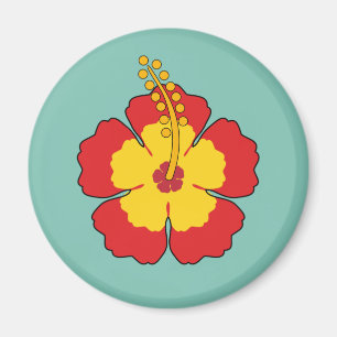 Roter Hibiskus Tropische Blume Magnet