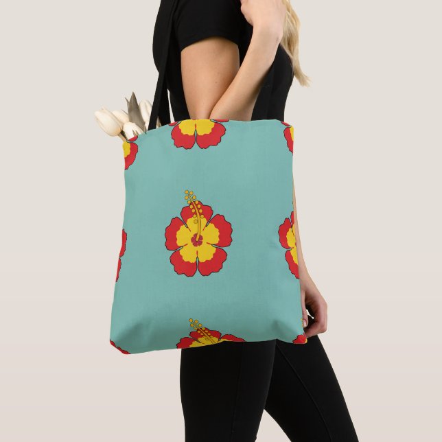 Roter Hibiskus Tropische Blume Tasche (Von Nahem)