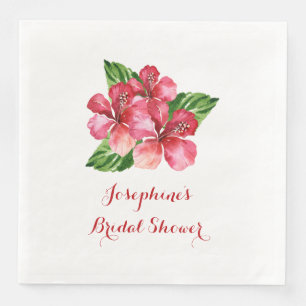 Roter Hibiskus Tropisches Brautparty Personalisier Serviette