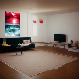 Roter Himmel am Meer   AI Art Poster